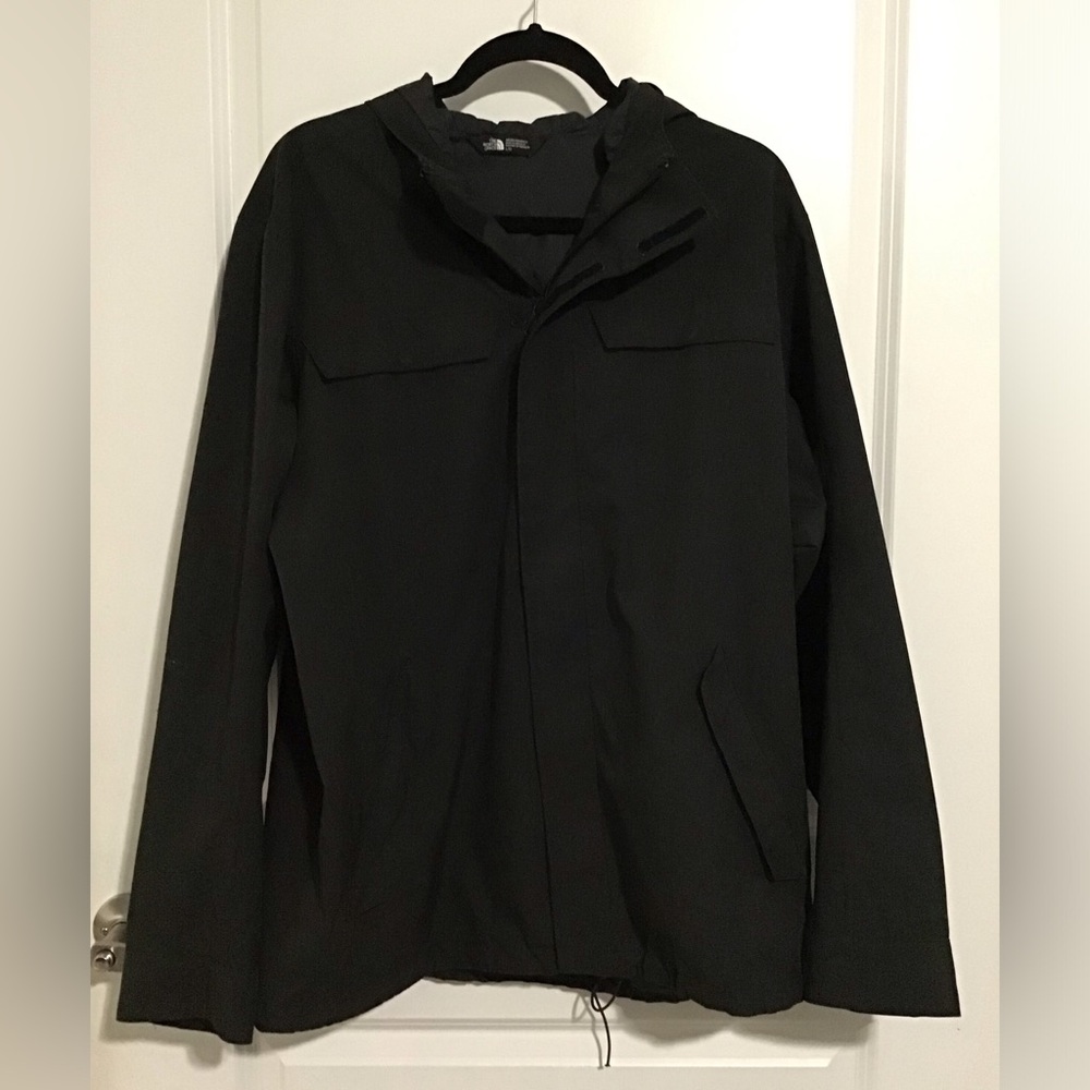 The North Face Men's Dark Gray Raincoat With Hood Size L